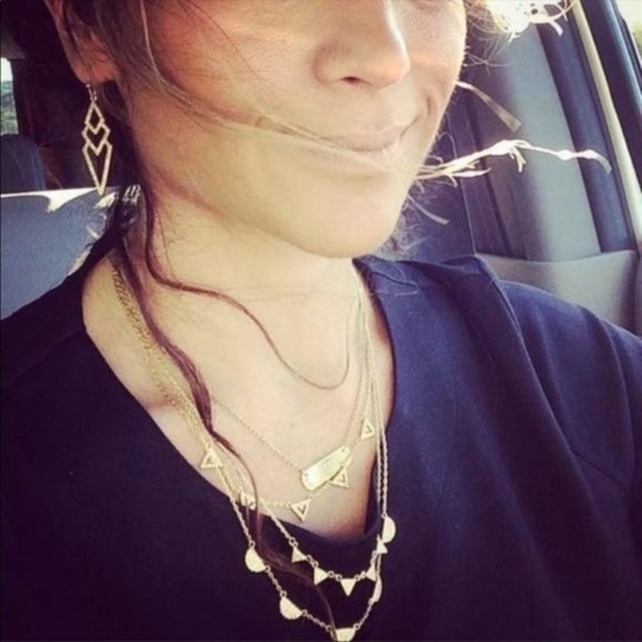 Stella & Dot | New Gold Layered Dainty Pavé Chevron Jeweled Necklace - Picture 6 of 10